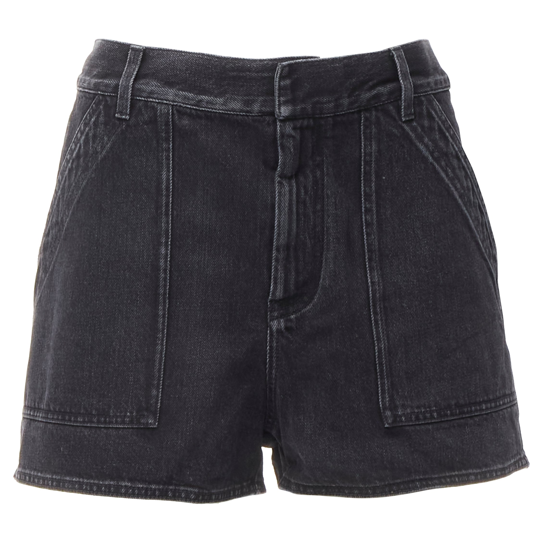 CHRISTIAN DIOR grey washed cotton denim cargo pocket shorts FR36 S For Sale