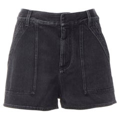 CHRISTIAN DIOR grey washed cotton denim cargo pocket shorts FR36 S