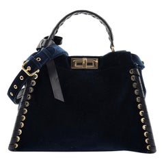 Fendi Peekaboo Bag Velvet with Leather Whipstitch Regular