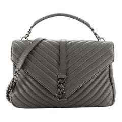 Saint Laurent Classic Monogram College Bag Matelasse Chevron Leather Large