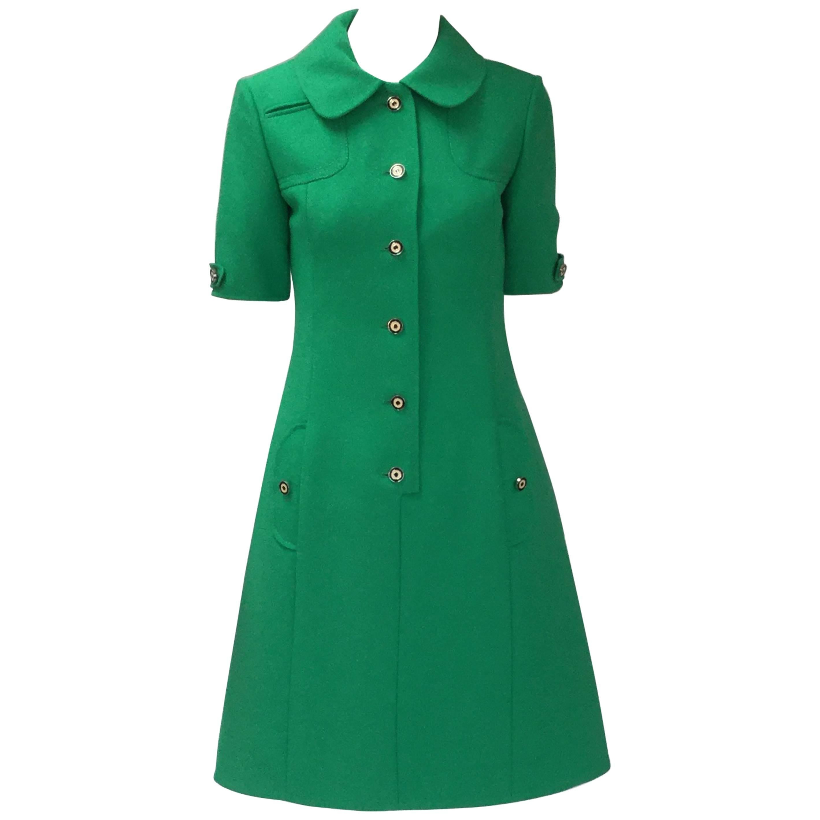 1960s Louis Feraud Green Wool Dress at 1stDibs