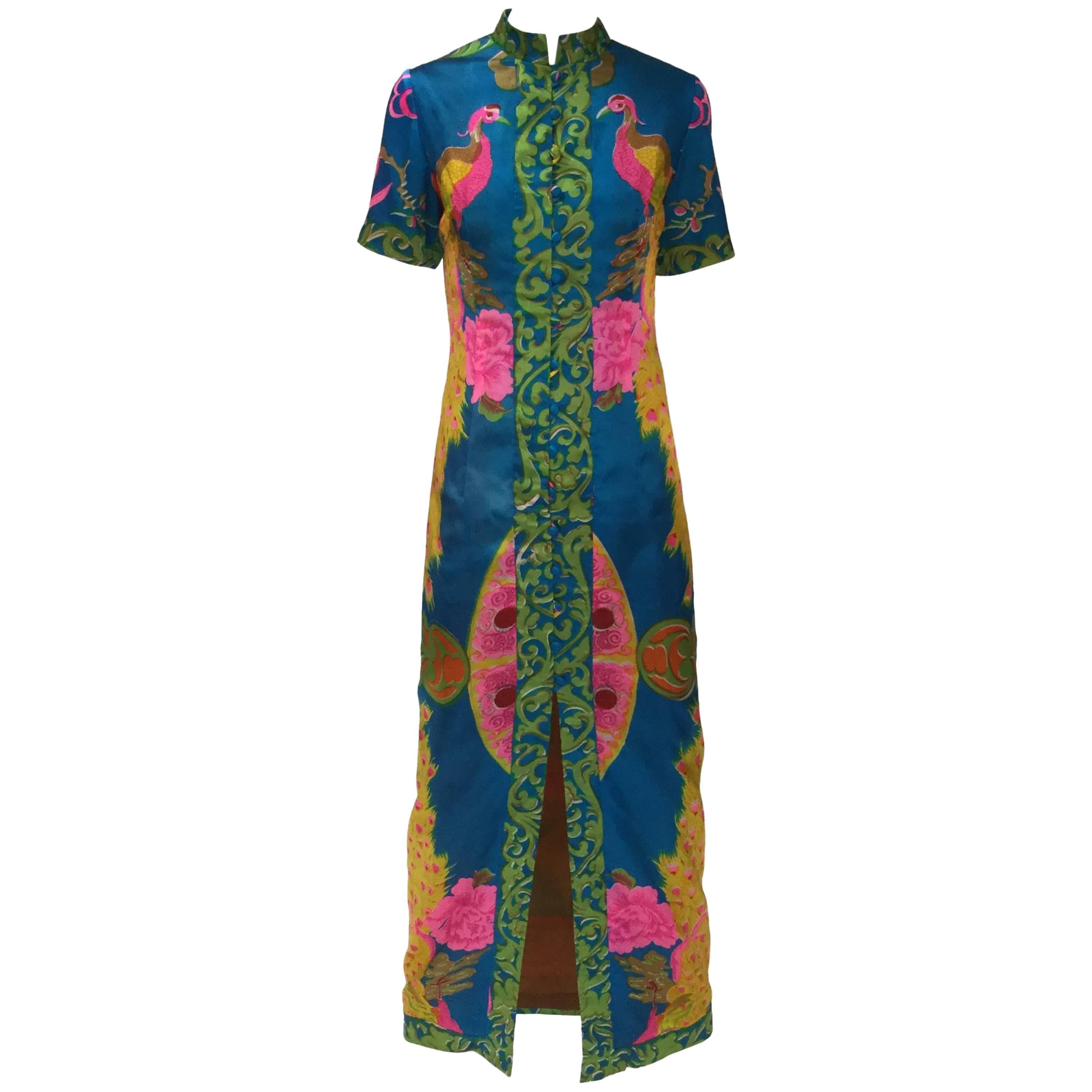 1960s Asian Satin Floral Dress