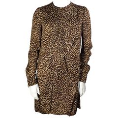 Miu Miu Leopard Print Ruffle Front Dress