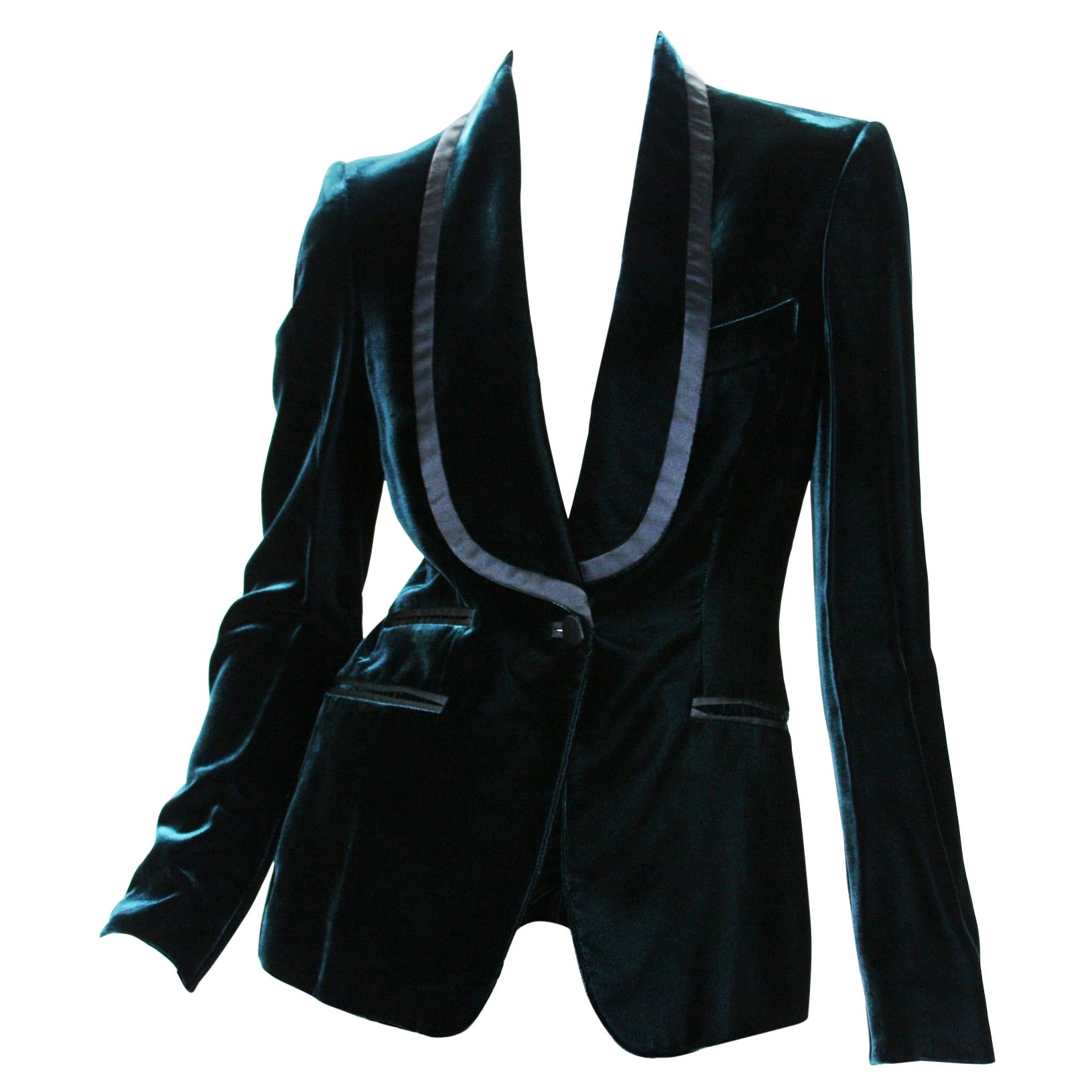 Tom Ford for Gucci F/W 2004 Runway Velvet Emerald Green Tuxedo Jacket 38 and 40 For Sale