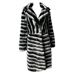Karl Lagarfeld Faux Chinchilla Fur Coat New with Tag Black and White 