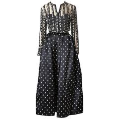Geoffrey Beene Black and White Gown With Beaded Jacket