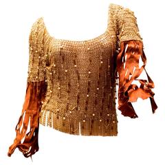 Loris Azzaro Chainlink Metal and Leather Runway Tunic 3