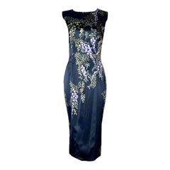 Vintage DOLCE & GABBANA 1998 Hand-Painted Print Floral Evening Dress Gown 40