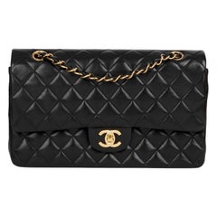 CHANEL Black Quilted Lambskin Vintage Medium Classic Double Flap Bag