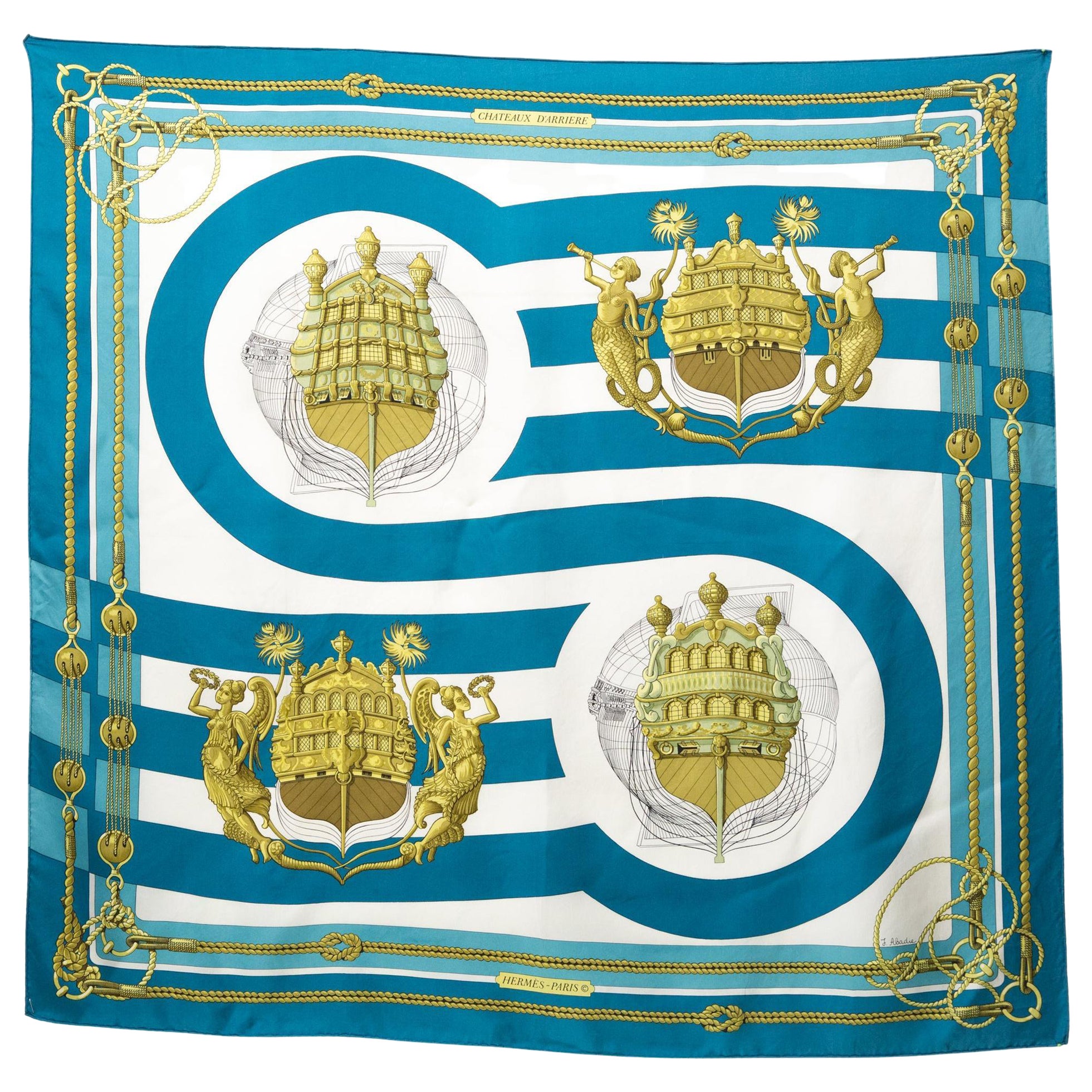 Hermes Chateaux d Arriere by J.Abadie Silk Scarf