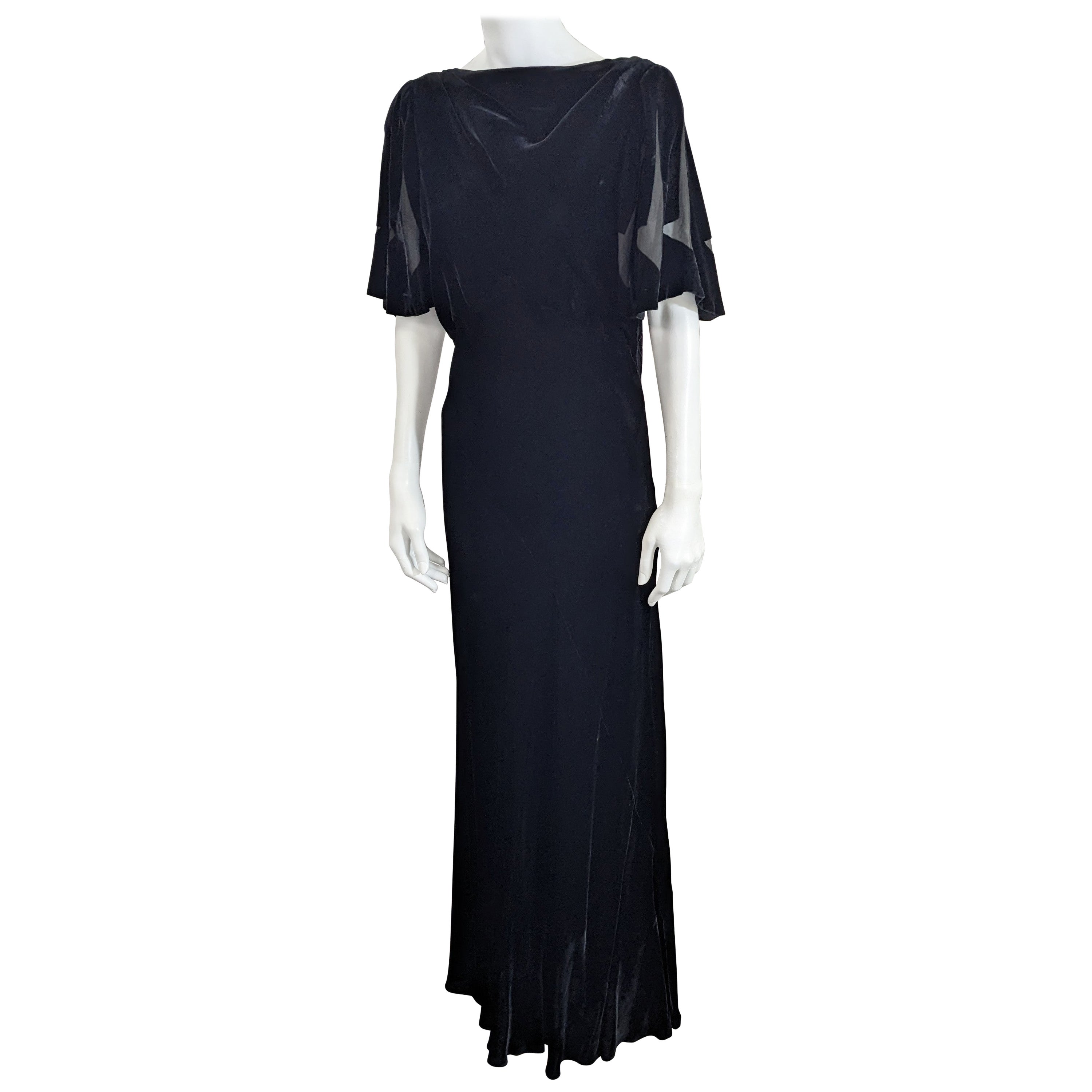 Lovely Art Deco Burn Out Velvet Gown For Sale