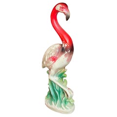 Morphew Abode 1950S Red Tropical Chalk-Ware Flamingo Statue