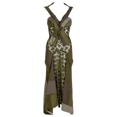 Junya Watanabe Comme des Garcons Green Sleeveless Lace Patch-Work Dress, 2006