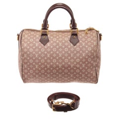 Louis Vuitton Pink Ivory Canvas Leather Mini Lin Speedy 30 Bandoulie Satchel Bag