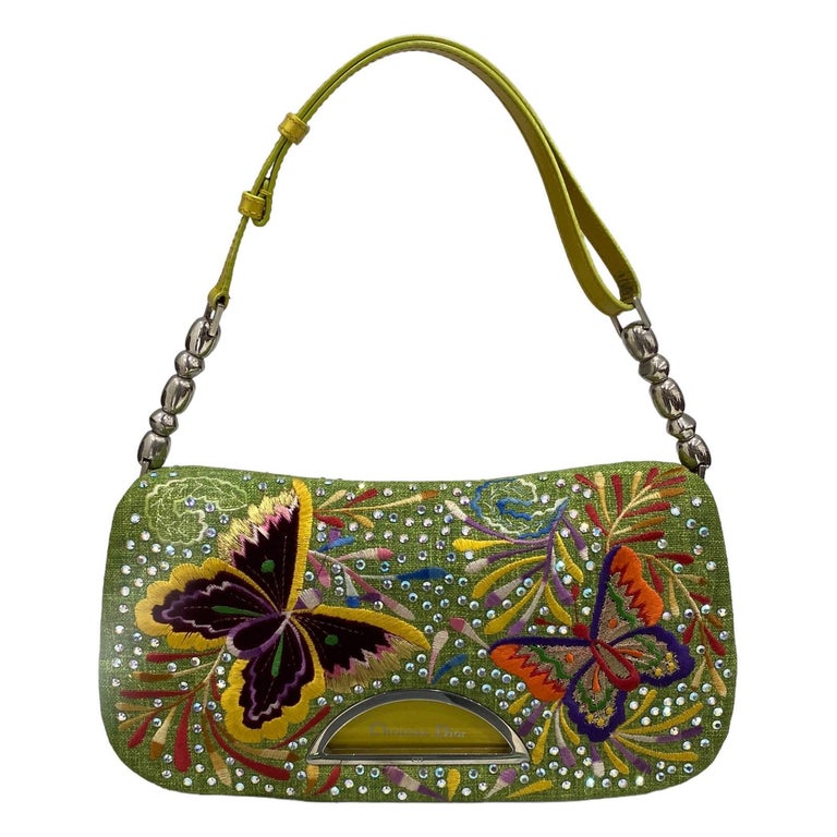 Dior Butterfly Crystal Malice Limited Edition Green Handbag at 1stDibs
