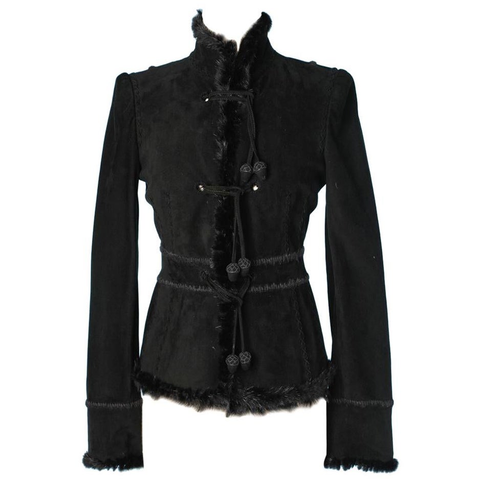 1990 Jacket in suede and black fur by Yves Saint Laurent For Sale