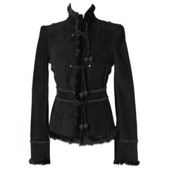 Retro 1990 Jacket in suede and black fur by Yves Saint Laurent