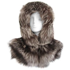 Fox Silver tipped Fur Hooded Shrug Capelet ONE size