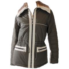 Chanel Winter Jacket - olive green/off-whit with ultrasoft orylag rabitt