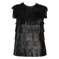 Prada Black Leather Fringe Sleeveless Top Spring 2007