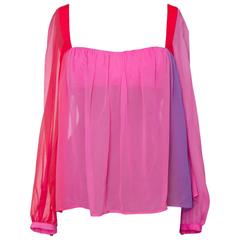1980s Gianni Versace Couture Ombre Chiffon Blouse