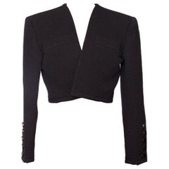 80s Yves Saint Laurent Rive Gauche Black Bolero Jacket 