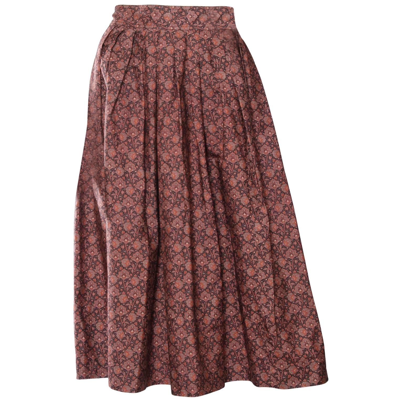 70s Yves Saint Laurent Floral Pleated Skirt