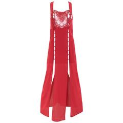 90s LA PERLA  red silk lace slip dress