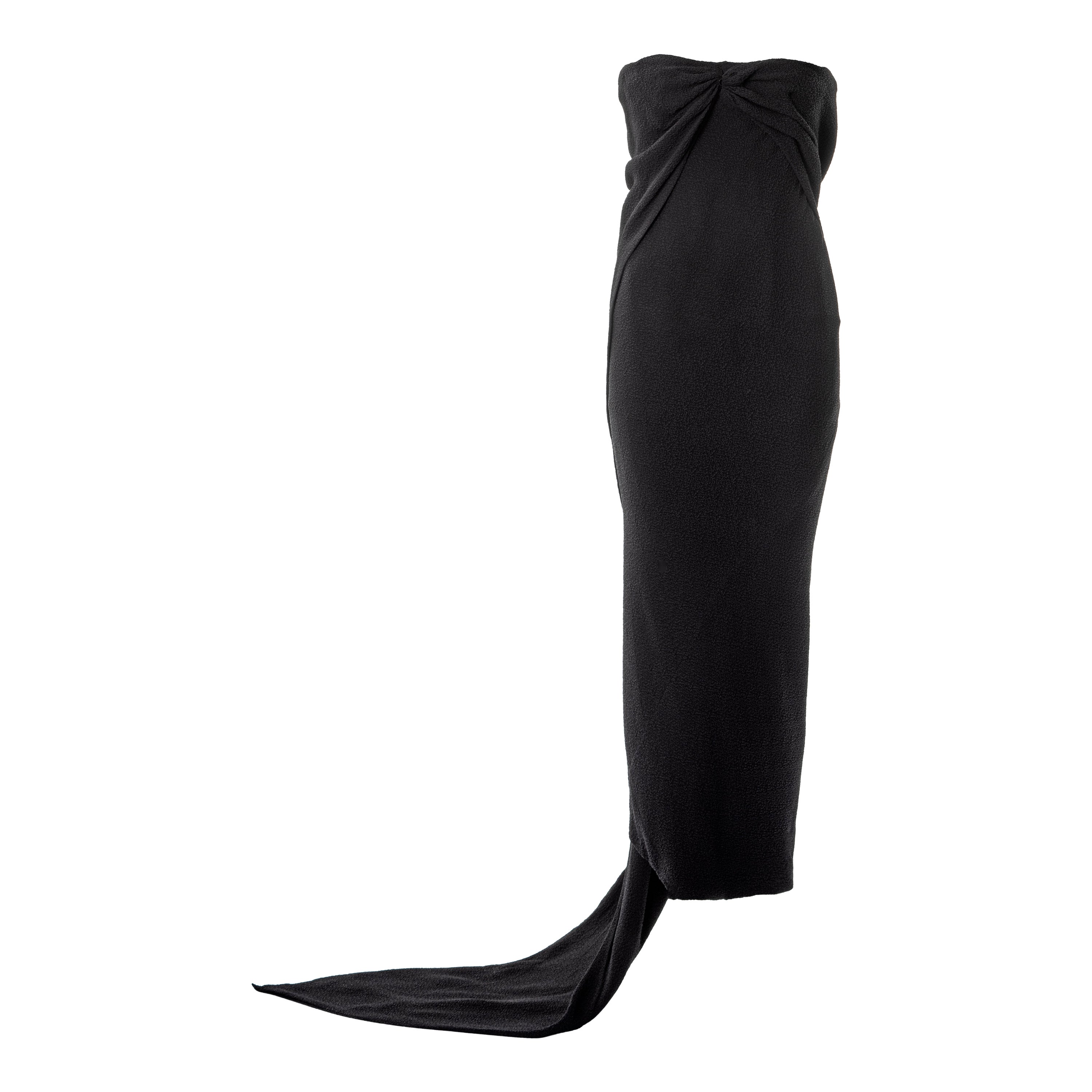 Balenciaga Haute Couture black silk crêpe evening dress with train, fw 1960 For Sale