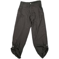 Alexander McQueen Men's Black Silk Tab Hem Back Belt Pants, Size 38