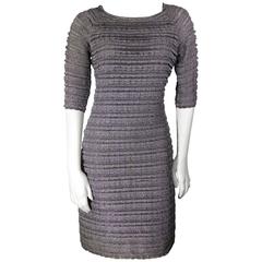 Christian Dior Silver Ruffle Lace Knit Dress