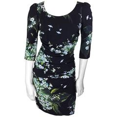 Dolce 
Gabbana Black Floral Print Ruched Dress