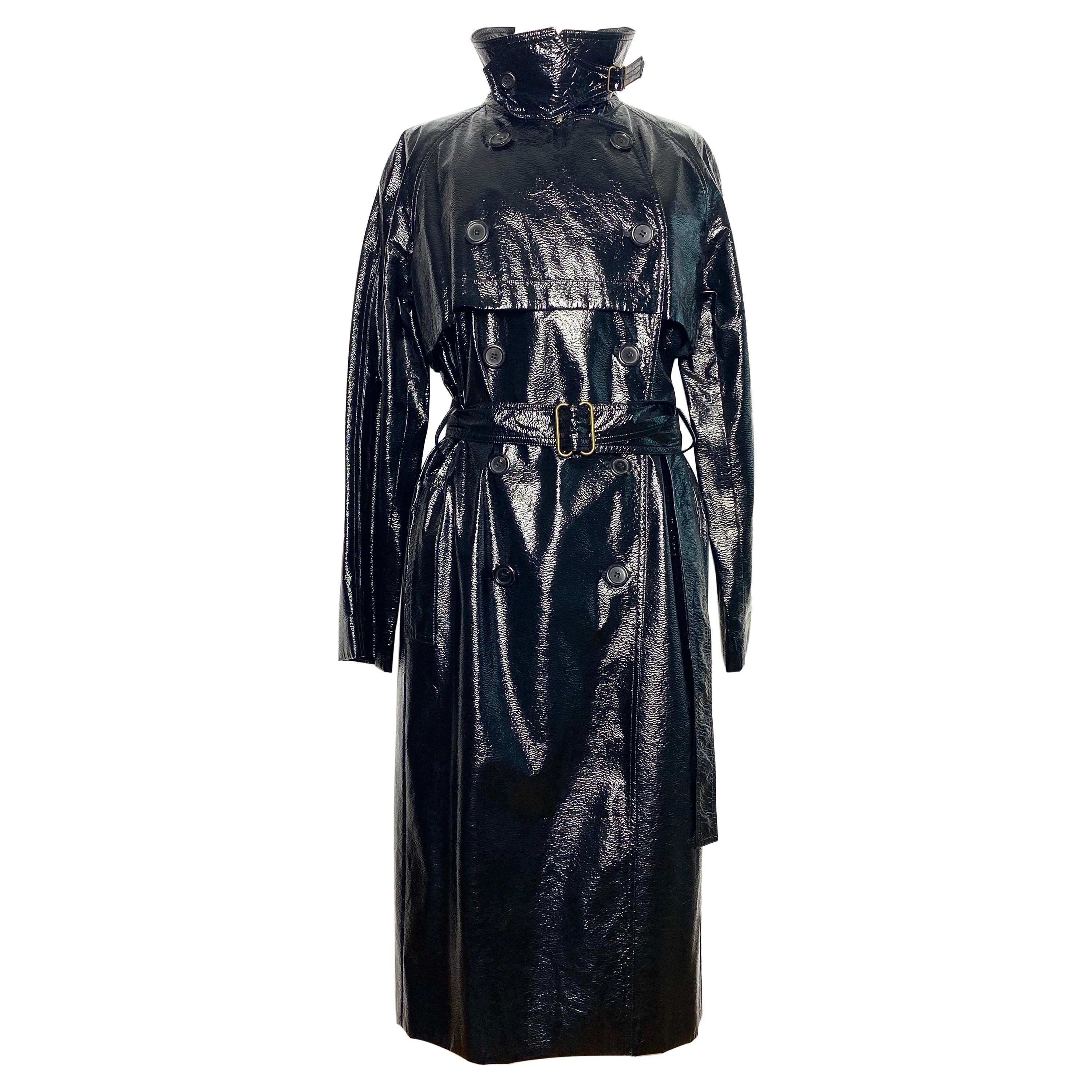 Yves saint laurent trench coat circa 1990 black patent
