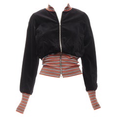 RED LABEL by VIVIENNE WESTWOOD bomber in velluto nero a righe multiple US2 S