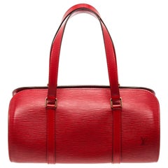  Louis Vuitton Red Epi Leather Soufflot Tote Bag