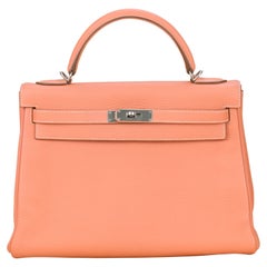 Hermès Kelly 32 Crevette Togo Leather with Silver Hardware