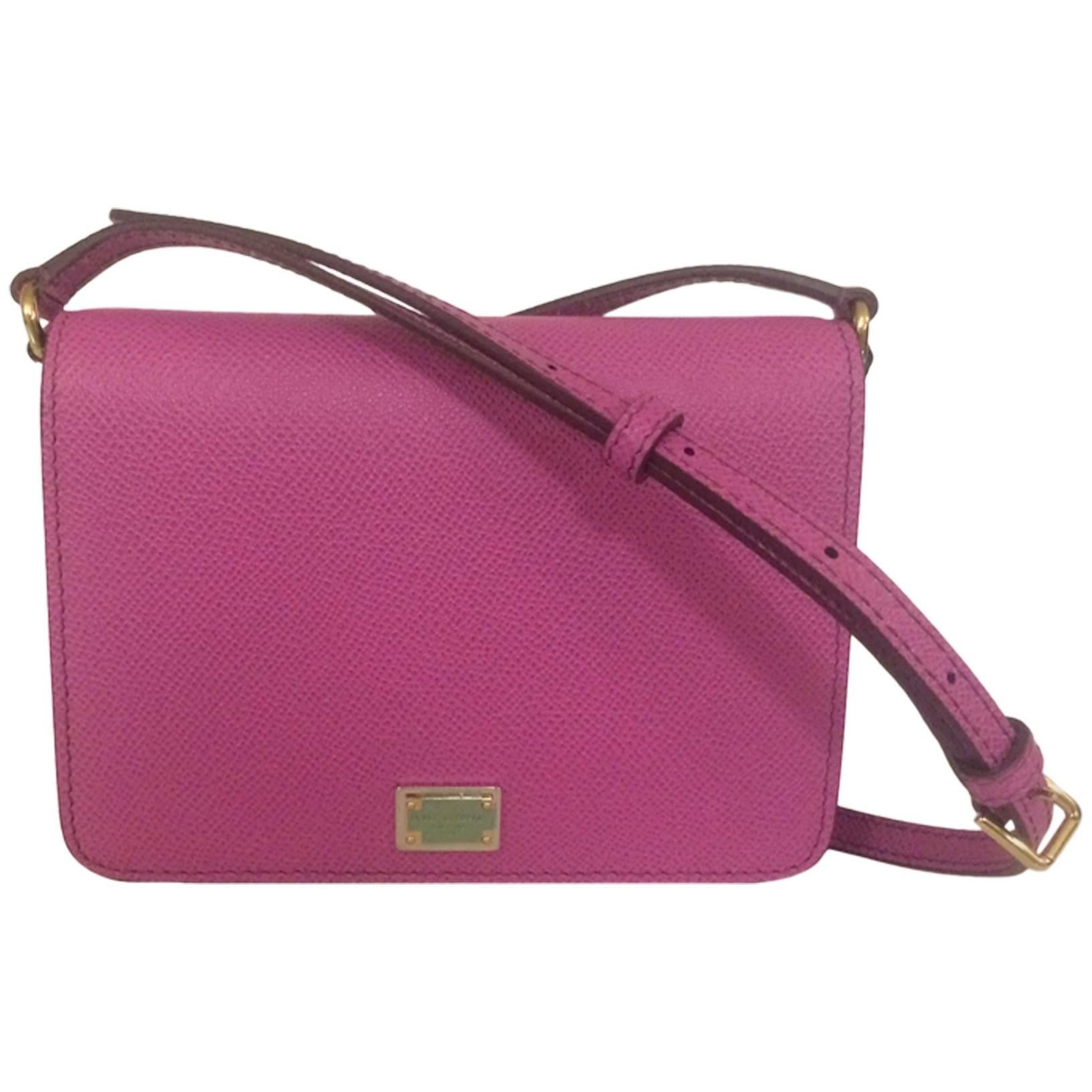 Dolce & Gabbana New with Tags Purple Pink Leather Cross Body Purse Bag 