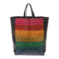 Celine Multicolor Leather Snakeskin Cabas Horizzontal Tote Bag