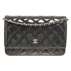 Chanel Black Patent Leather Woc Flap Shoulder Bag
