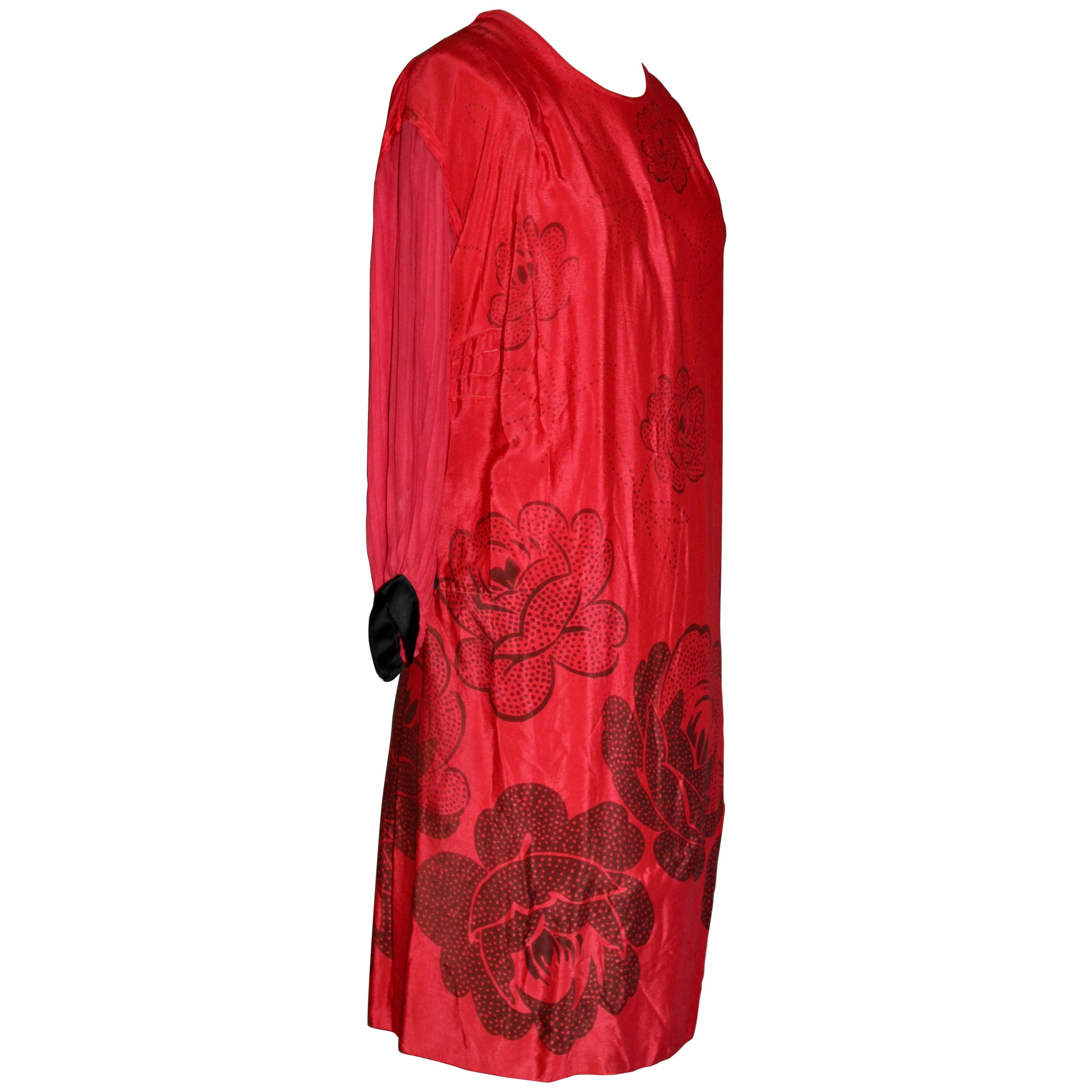 Rotes Chiffon-Kleid „Flapper“ im Art déco-Stil, manner Dufy & Poiret