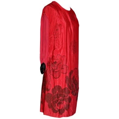 Art Deco Red Chiffon 'Flapper' Dress, manner Dufy & Poiret