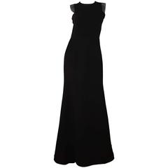 Dress No241 Black Wool/Silk Windowpane Lace Gown Sz 8