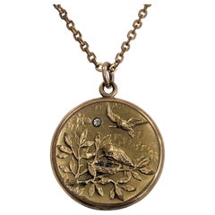 Antique Charming Victorian Bird Motif Locket