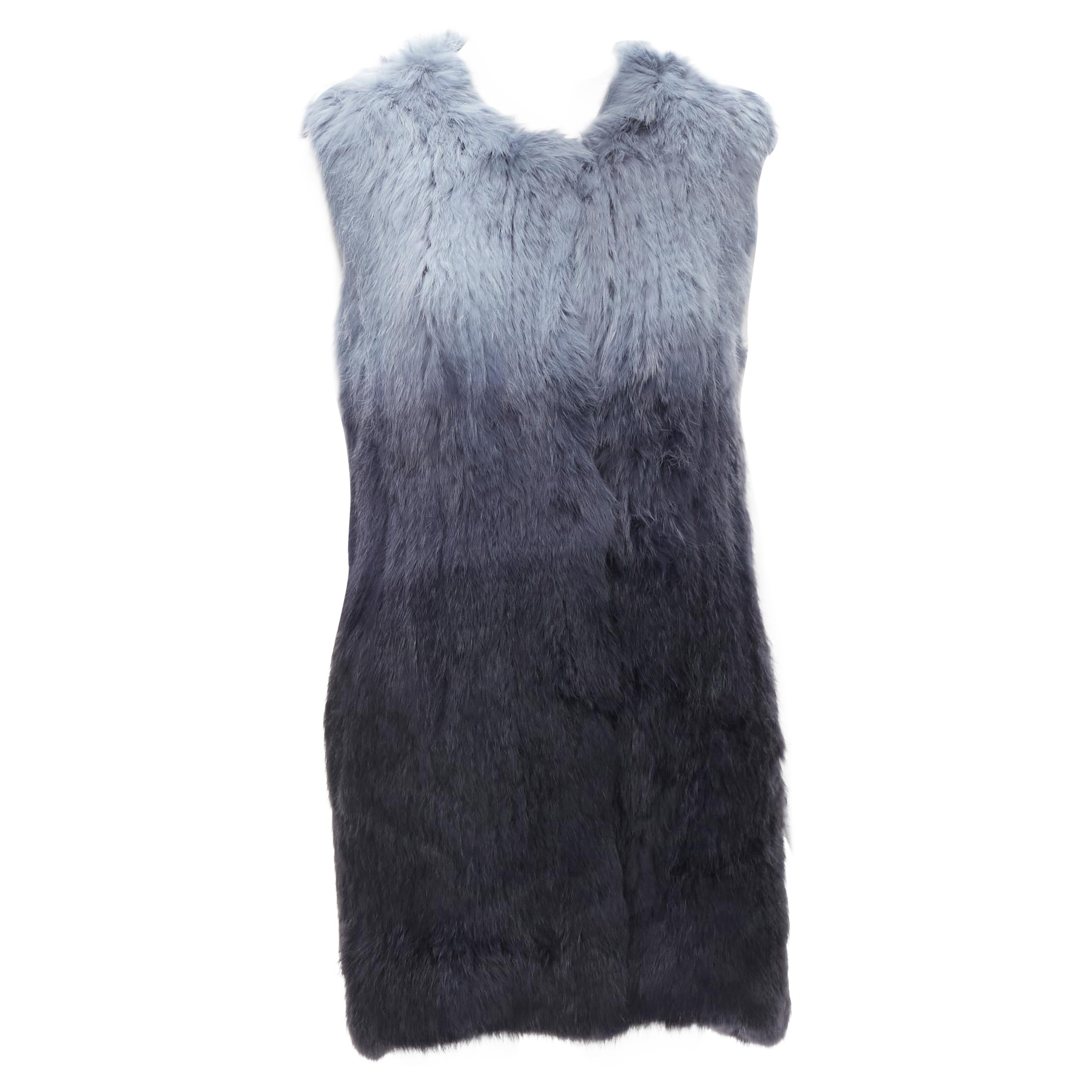 THEORY rabbit fur gradient blue fur vest jacket S For Sale