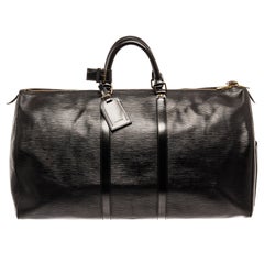 Louis Vuitton Black Epi Leather Keepall 55 Luggage Bag