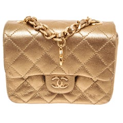Chanel Gold Metallic Caviar Leather Mini Pouch Shoulder Bag