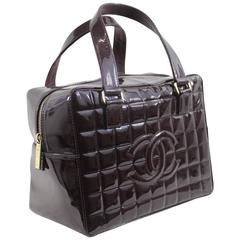 Chanel 2003 Dark Plum Patented Leather Cubic Bag