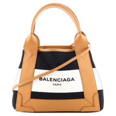 Balenciaga Navy Cabas Canvas and Leather XS