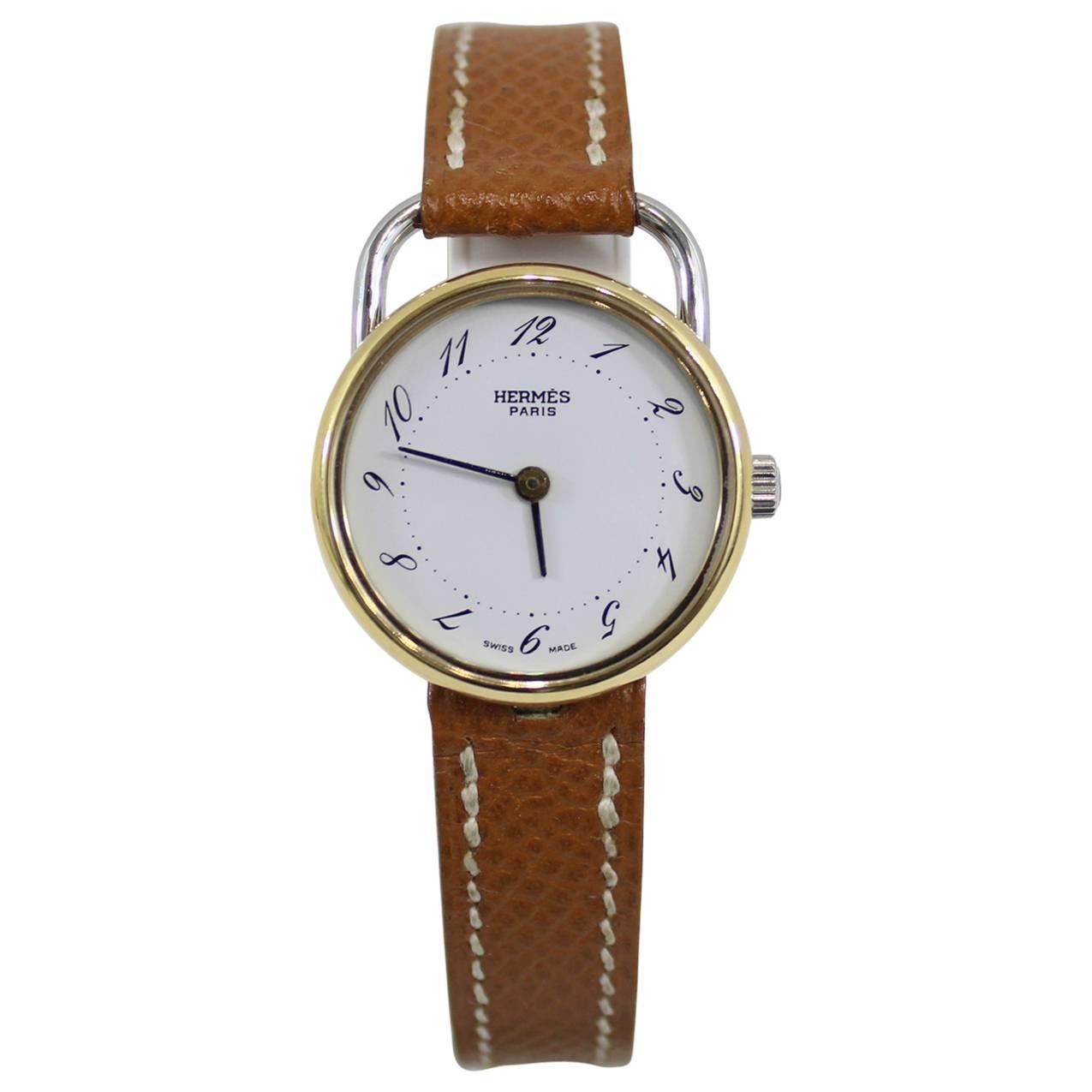 Women Gold Plated Hermes Arceau Watch. Hermes warranty till 2017