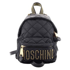 Moschino Logo Zip Around Backpack Studded Quilted Nylon Mini